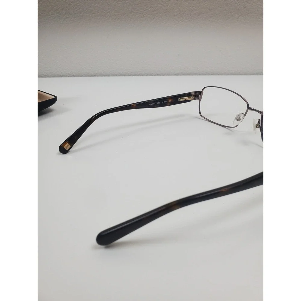 Nine West NW1021 Brown Metallic Rectangular Eyeglass Frames 52-15-135 with Case