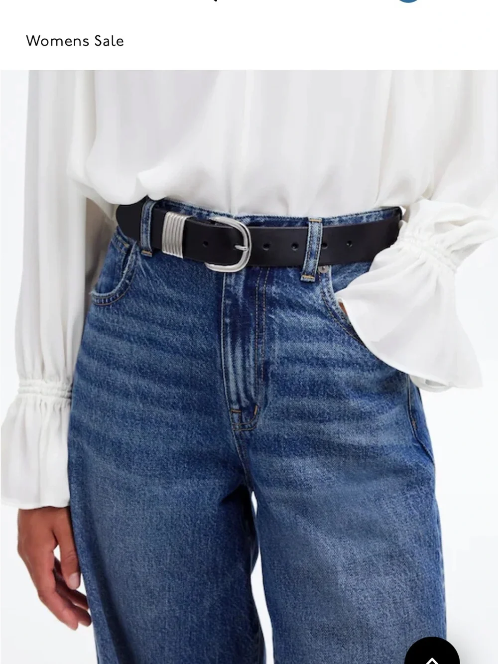 Madewell Black Leather Belt with Silver Buckle