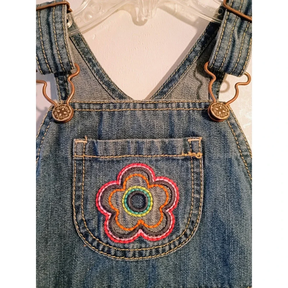 OshKosh Bgosh Denim Overalls Flower‎ Applique Kids 18 Months
