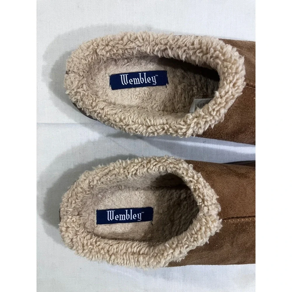Wembley Mens Brown Faux Suede Sherpa Lined‎ Clog Slippers Size L 9.5-10.5