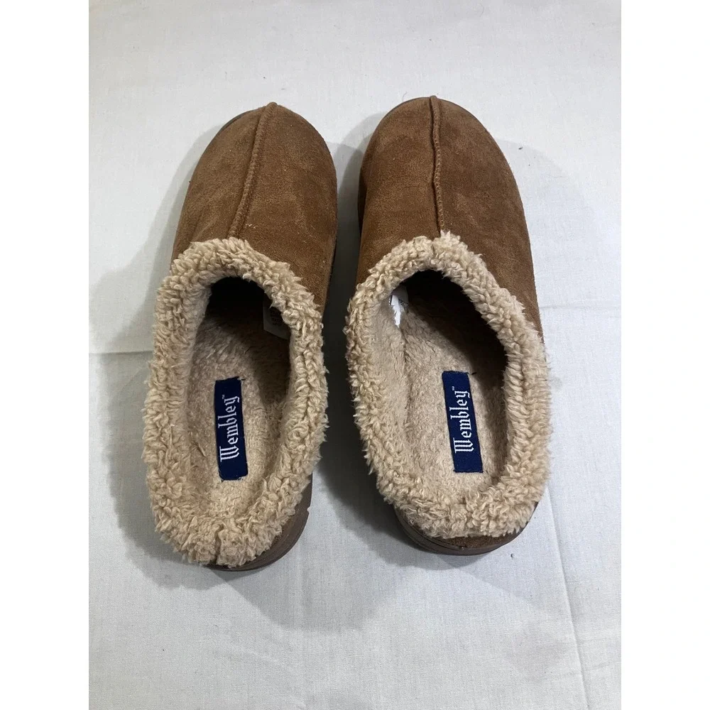 Wembley Mens Brown Faux Suede Sherpa Lined‎ Clog Slippers Size L 9.5-10.5