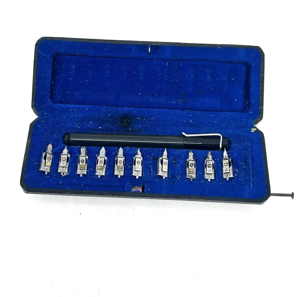 Vintage Pelikan Graphos Technical Drawing Pen Set with 10 Nibs and Black Case