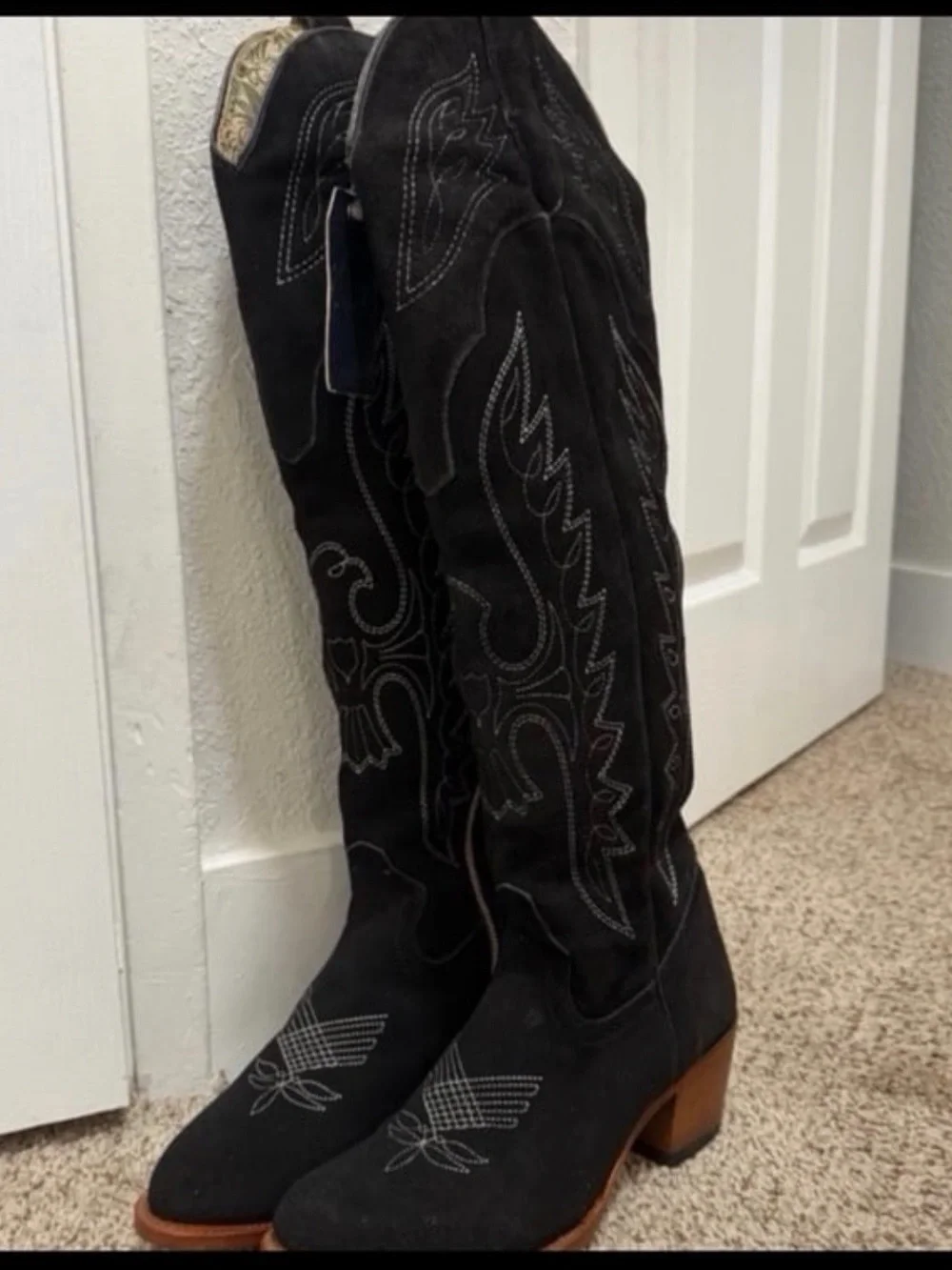 Rockem Black Over the Knee cowboy Boots