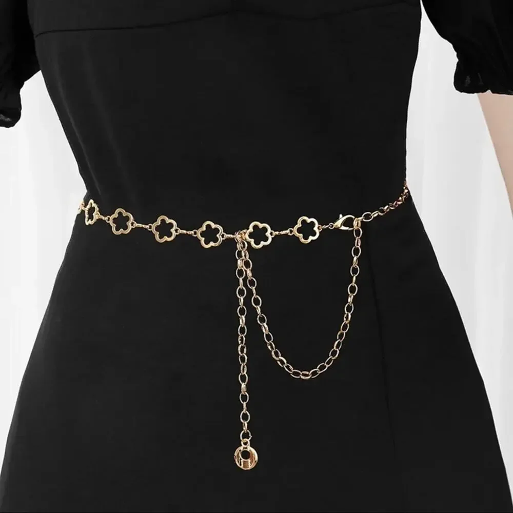 Gold Clover Leaf Waist Chain Belt