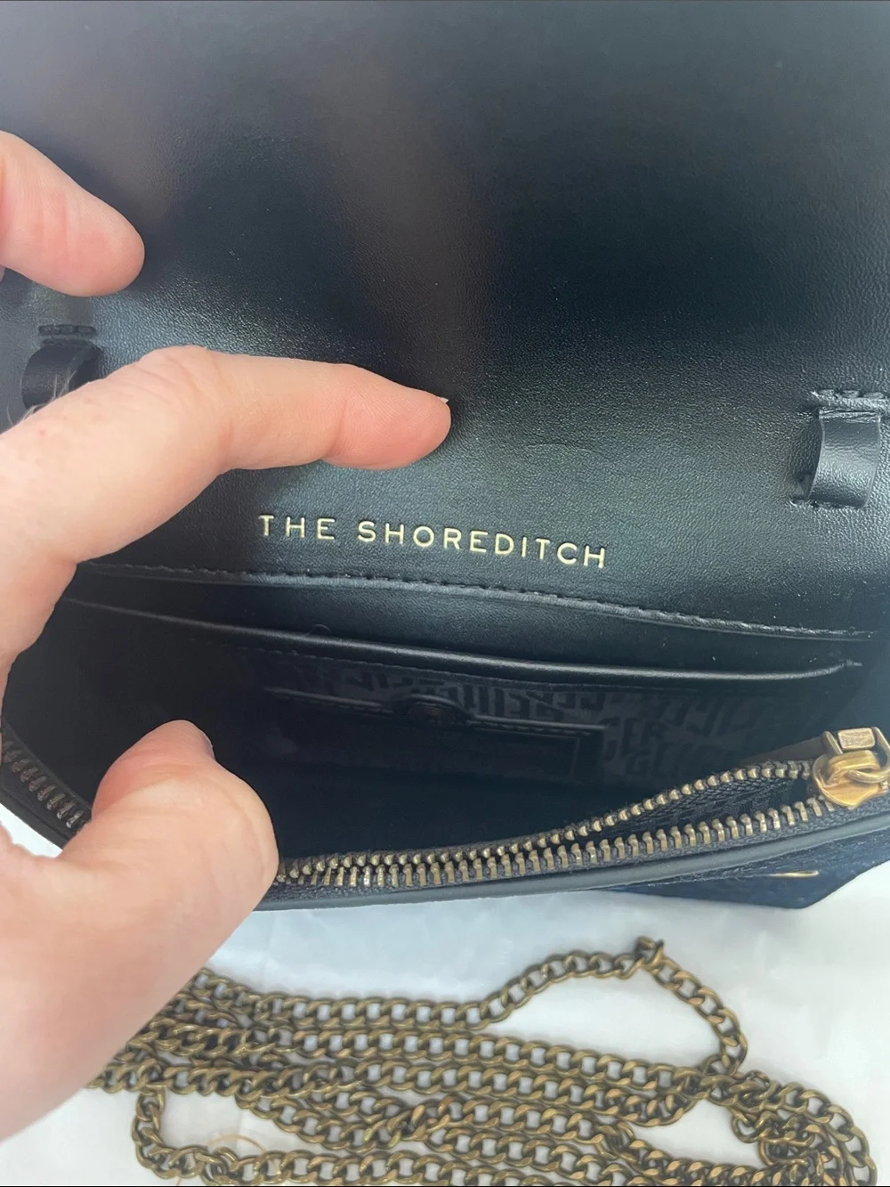 Kurt Geiger Navy Blue Python-Effect Chain Clutch Crossbody Bag Gold Shoreditch