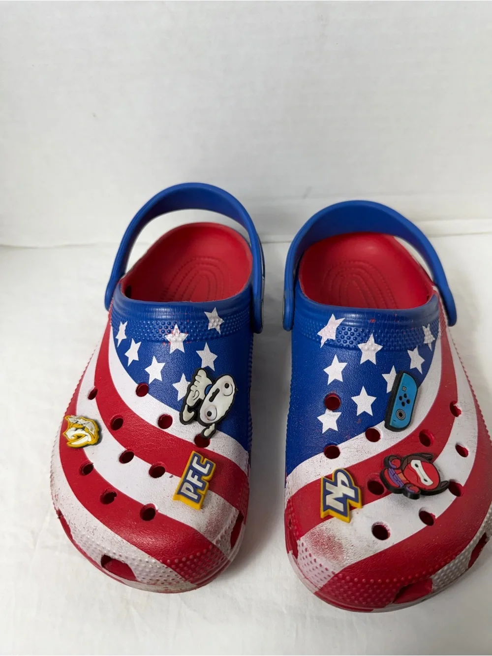 CROCS Kids Patriotic Star-Stripe Clogs in Red & Blue