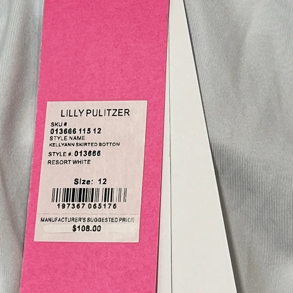 Lilly Pulitzer Swimsuit Skort White Kelland Skirted Bottom 12 Neutral Vacation