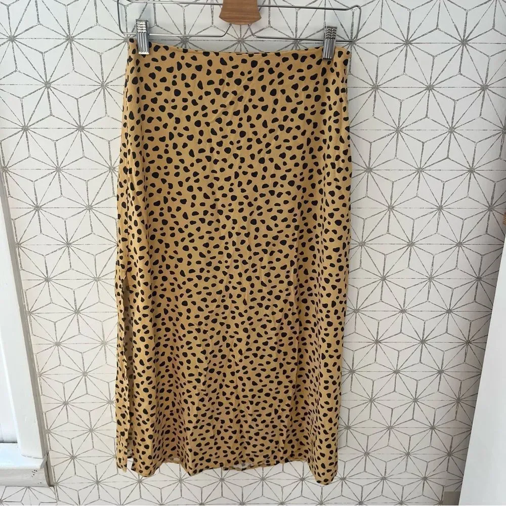 Marine Layer Ryan Cheetah slip midi skirt