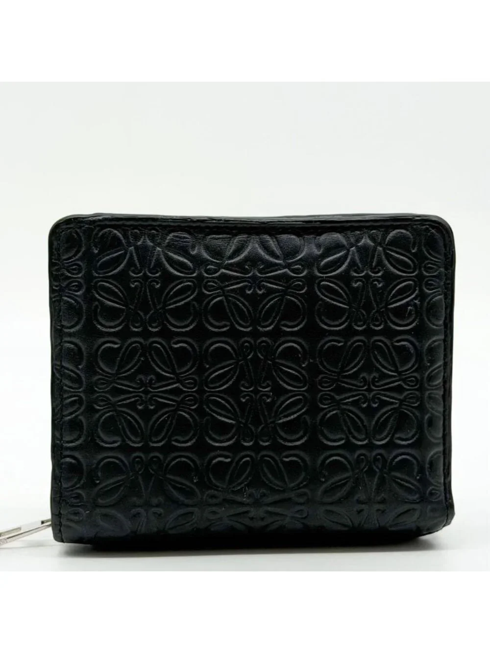 Loewe Repeat Anagram Bifold Black Compact Zip Mini Wallet