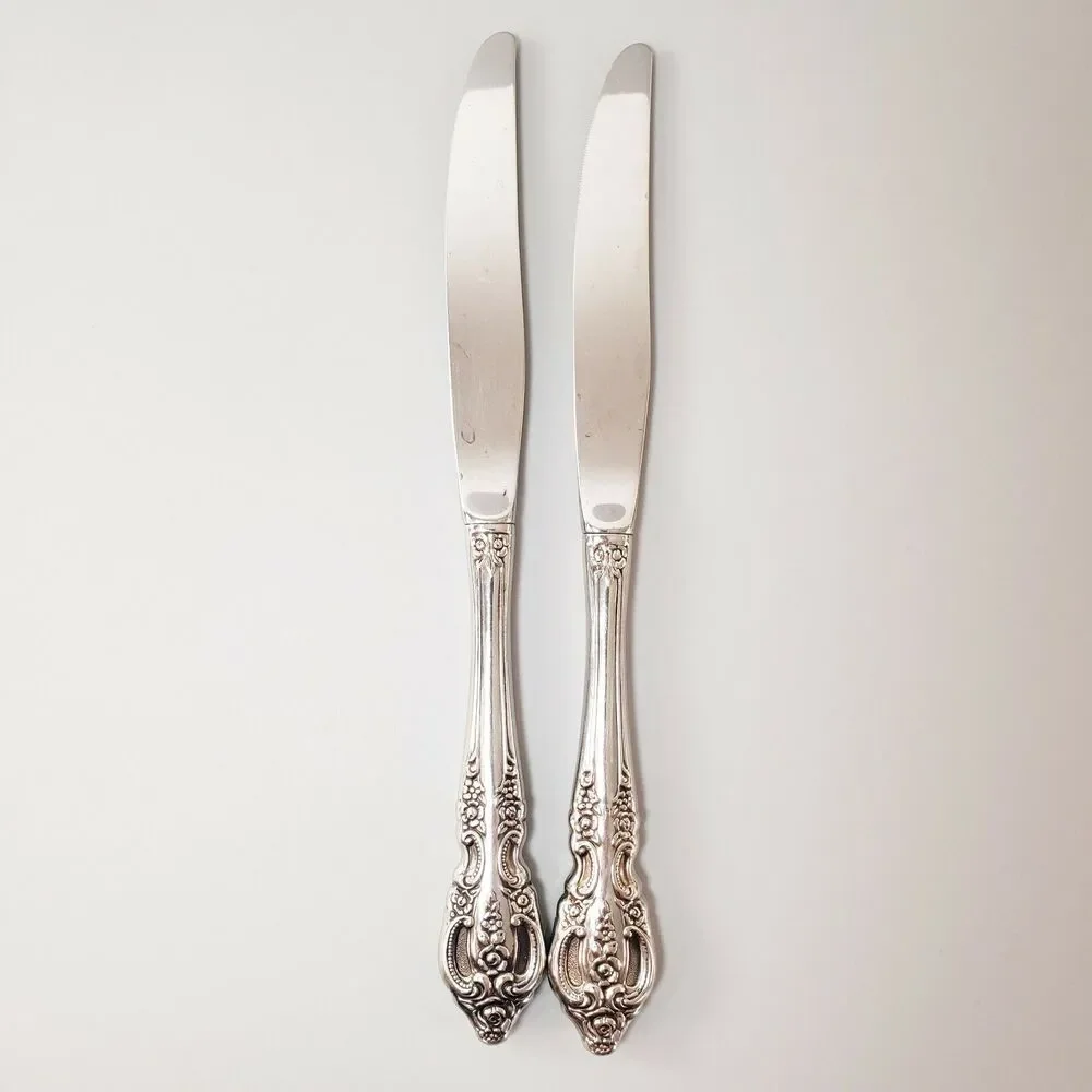 SSS Oneida Pembrooke Renoir 2 Dinner Butter Knives Stainless Silverware Flatware
