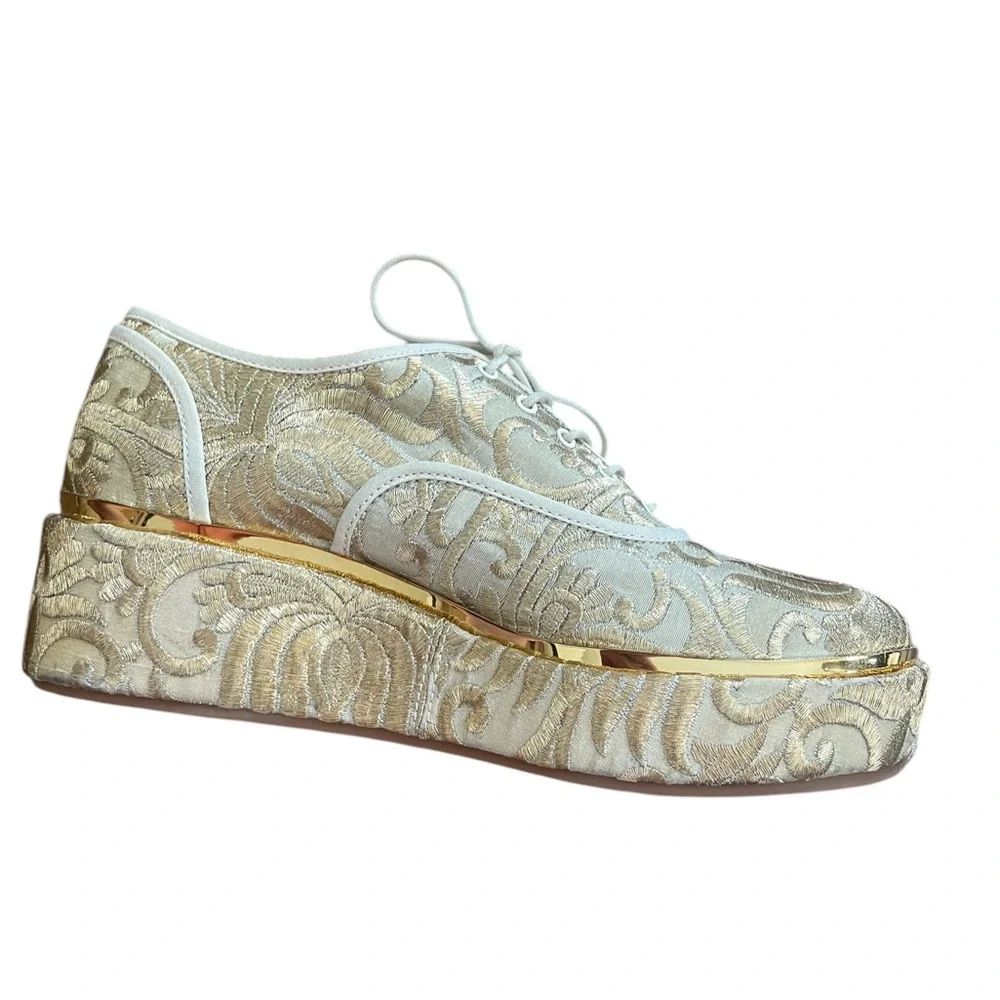 Tory Burch Arden Platform Oxford Embroidered Shoes