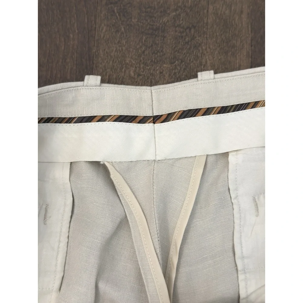 Kilburne & Fitch Summer Comfort Mens Tan Beige Pleated Linen Pants Size 38X26