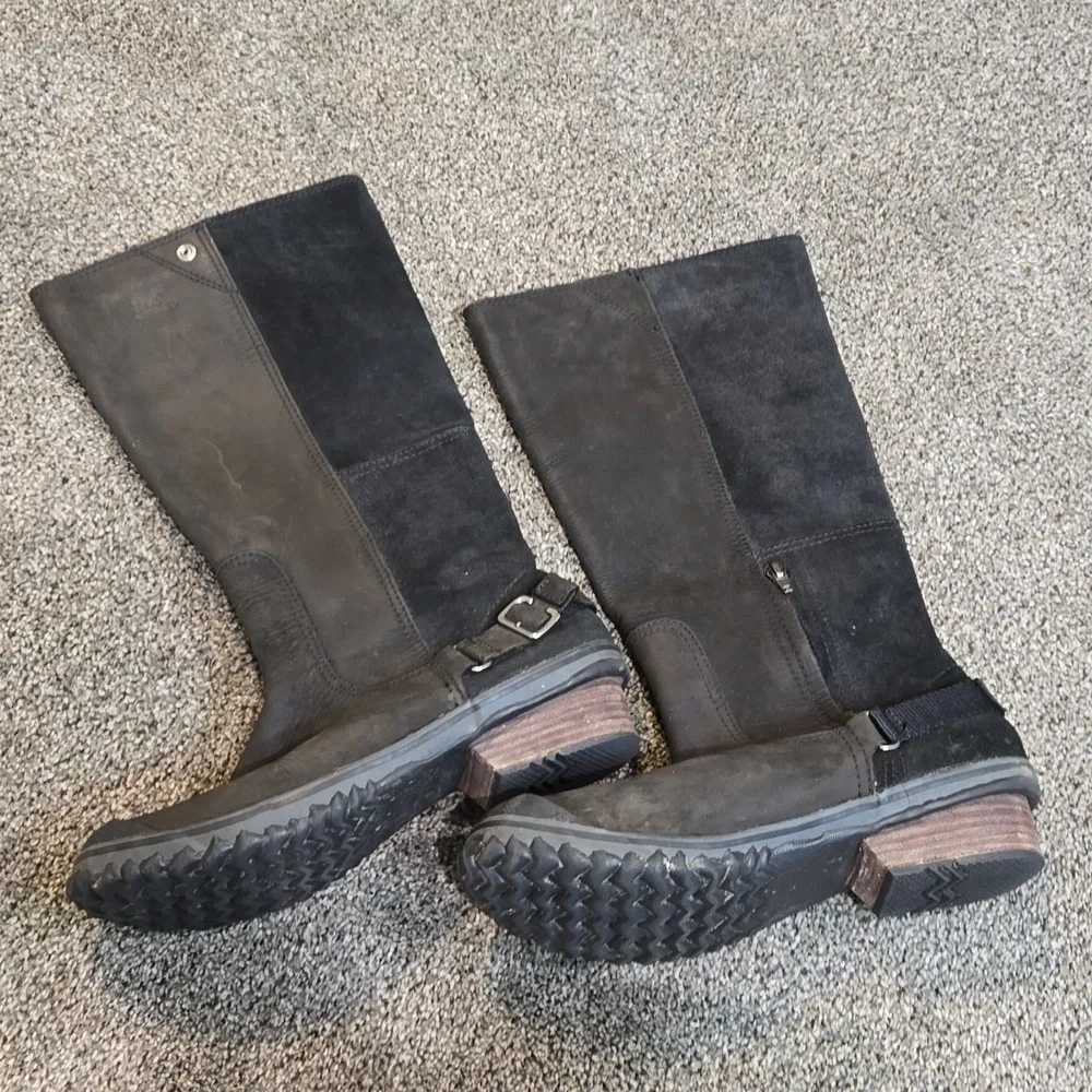 Sorel Women Tall Riding Leather Rubber Shoes sz 10