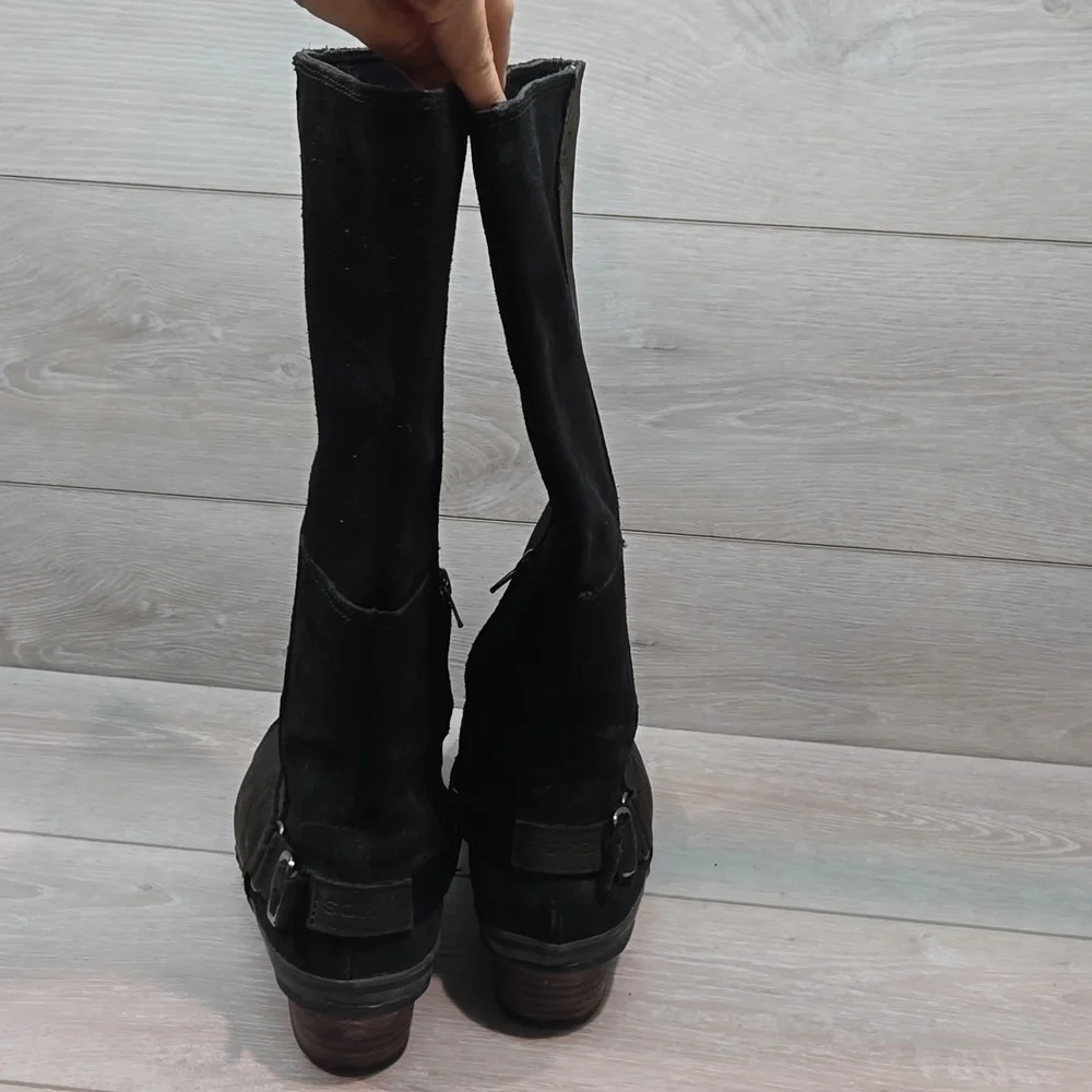 Sorel Women Tall Riding Leather Rubber Shoes sz 10