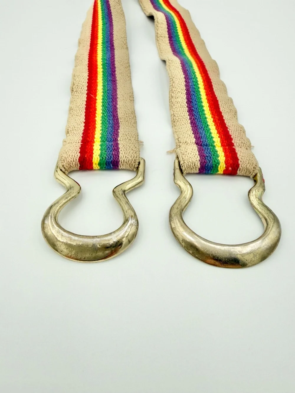 Vintage 1970s Rainbow Woven Elastic Belt