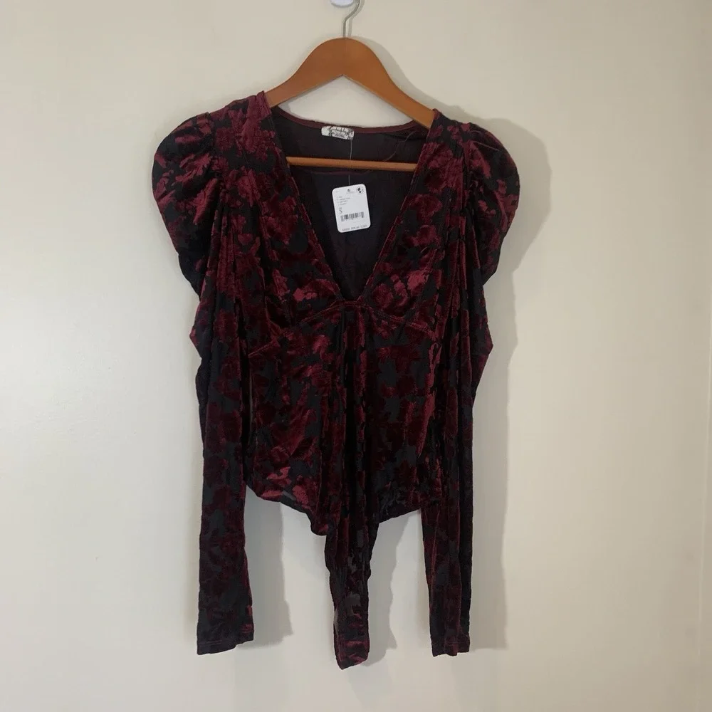 Intimately Free People Womens Magic‎ Night Bodysuit S Velvet Burnout Whimsigoth