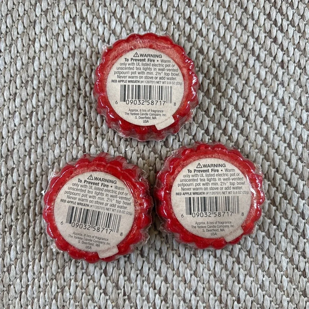 3 YANKEE CANDLE RED APPLE. WREATH WAX MELT TART 0.8 OZ  BRAND NEW