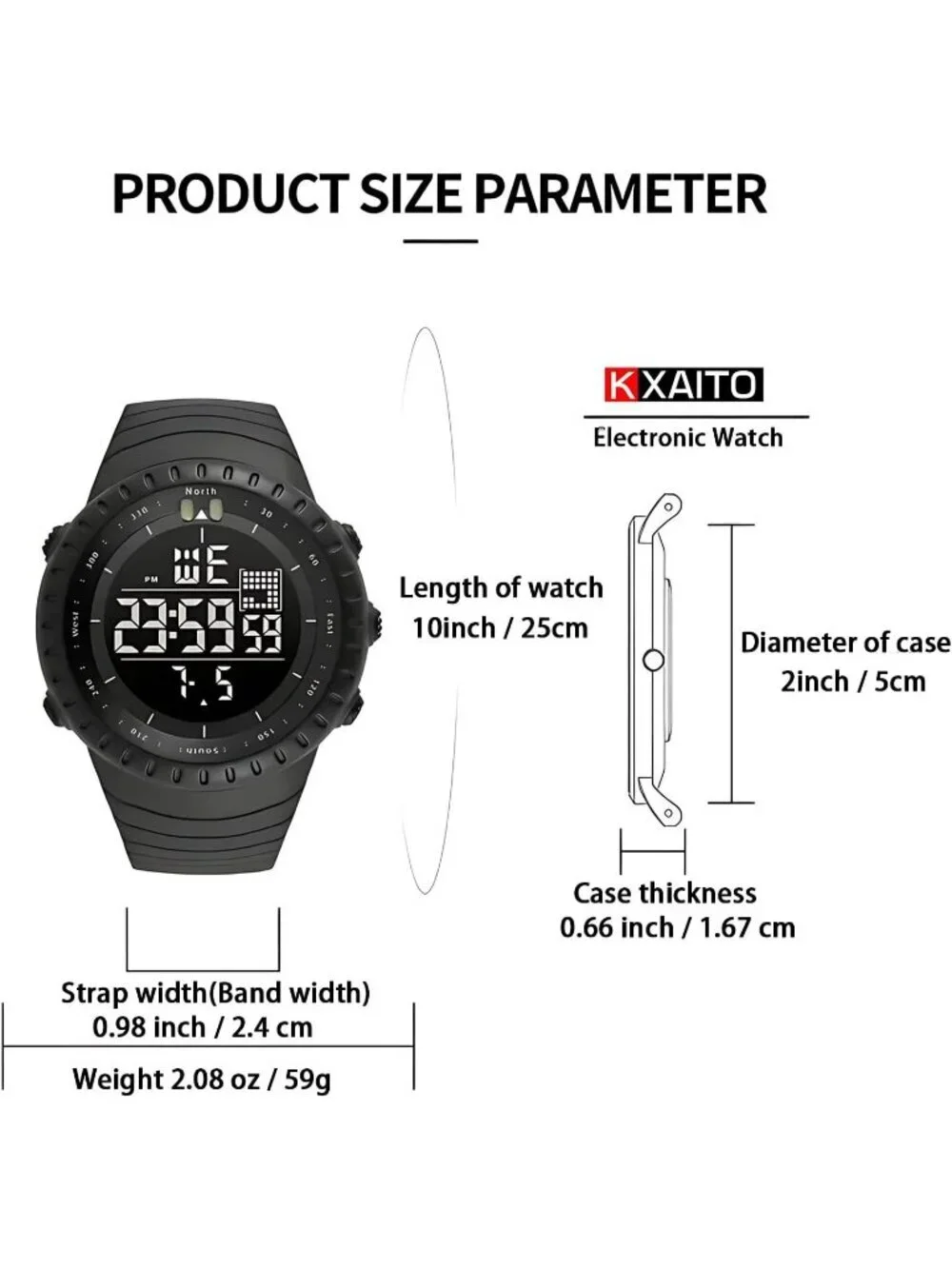 Men's Blue White Analog Quartz Sports Outdoor Waterproof Military Digital Watch