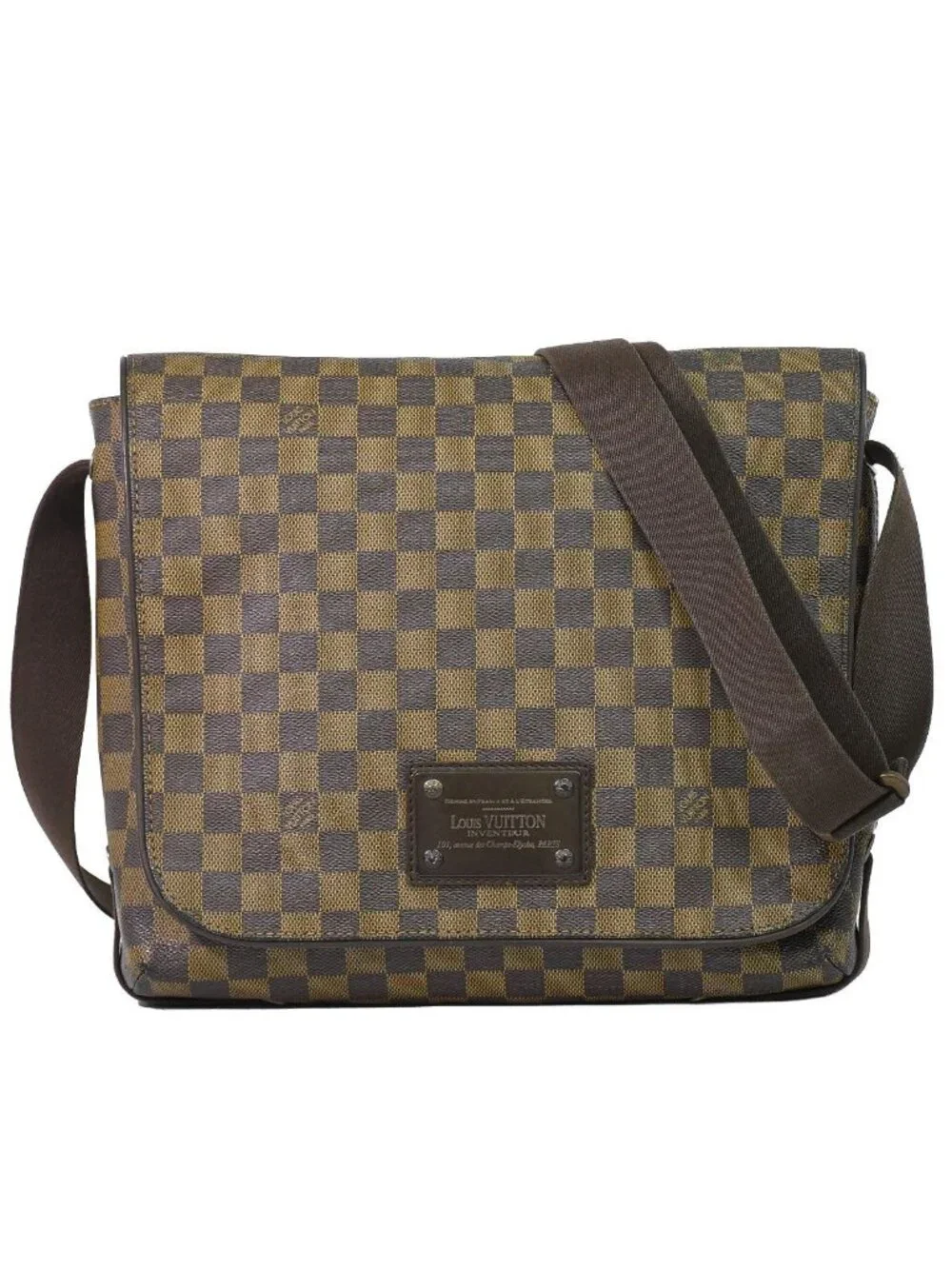 Louis Vuitton LV Brooklyn MM Damier Ebene Shoulder Bag Brown Vintage