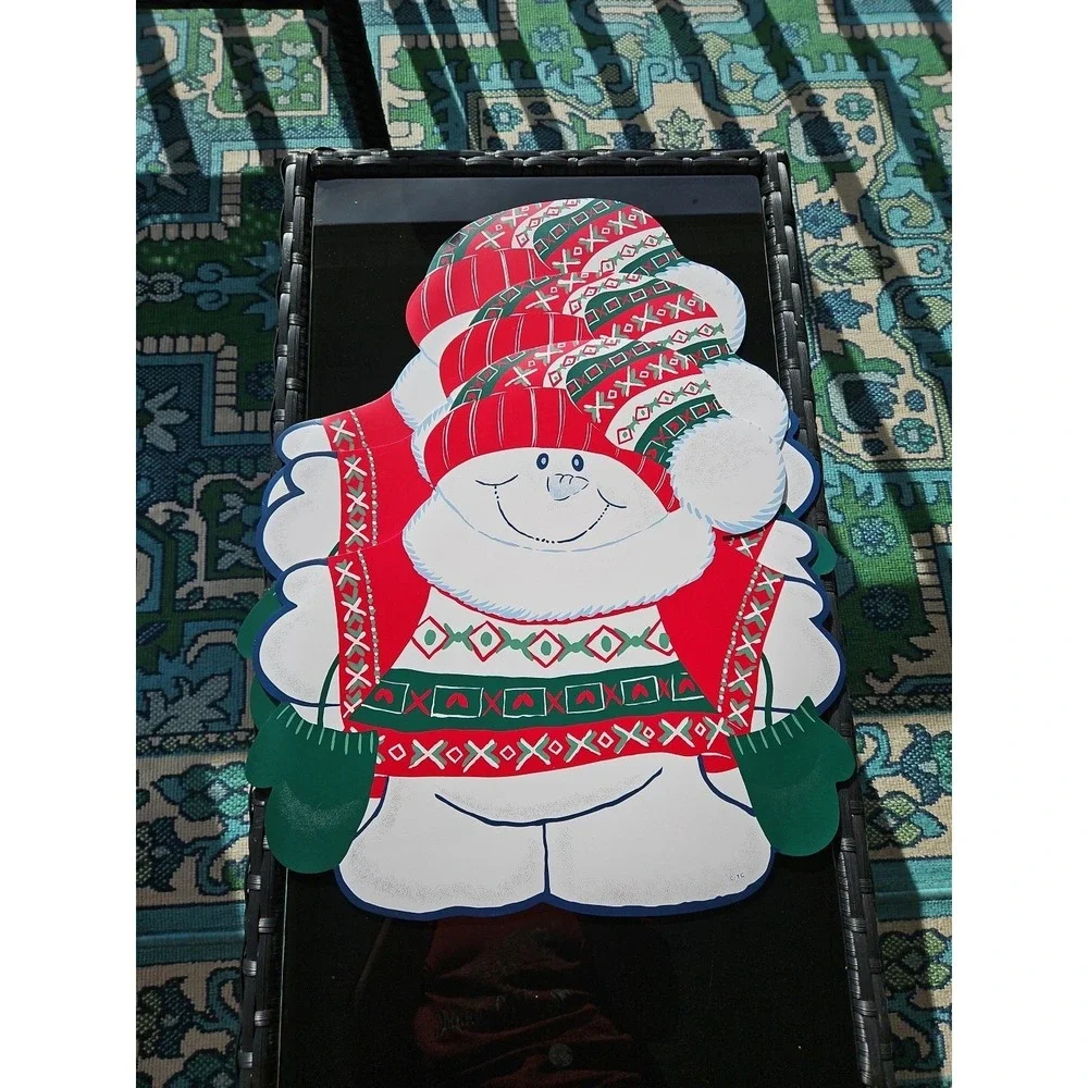 3 BEAUTIFUL Vintage Trim A Home Vinyl SNOWMAN Placements ‎ Brand NEW!
