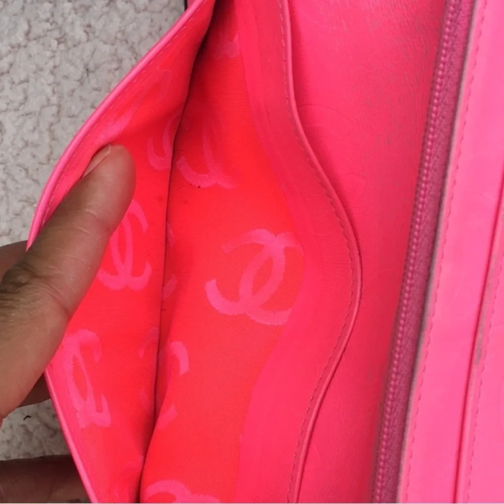 Chanel Black Cambon Quilted Leather Wallet Hot Pink Interior Black CC Classic