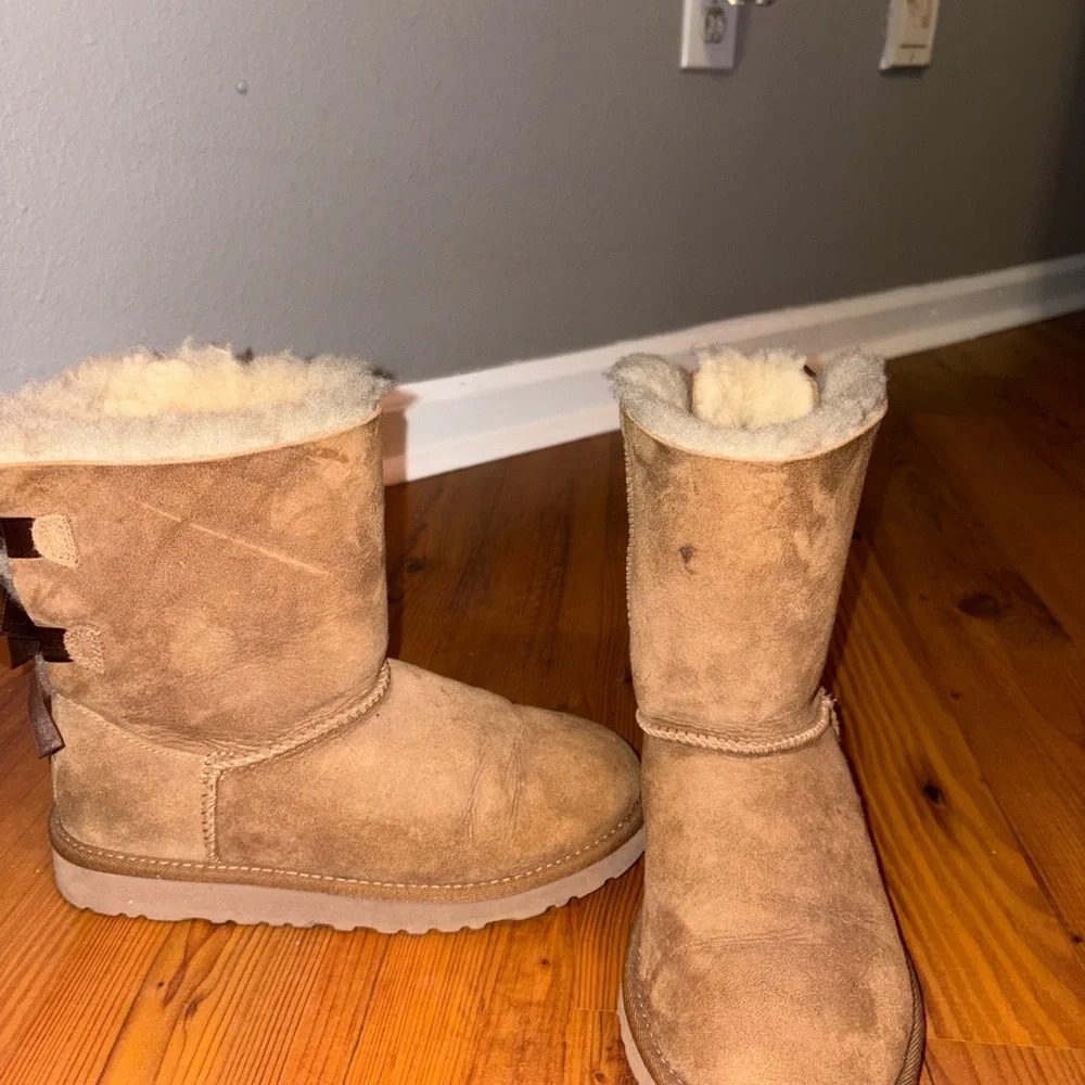 UGG Cozy Tan Suede Boots with Fur Lining