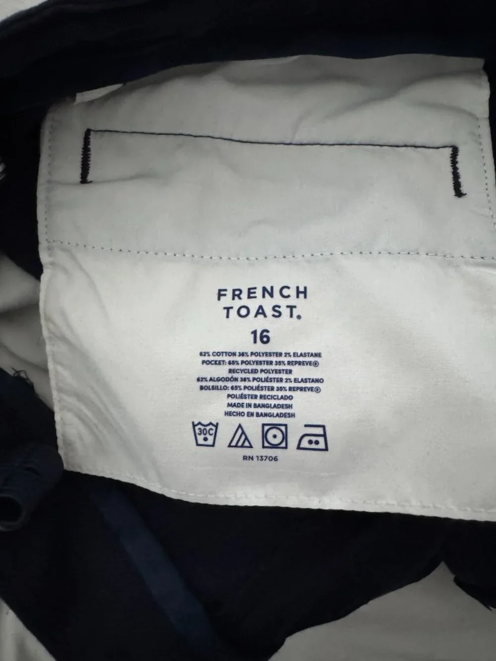 NWOT French Toast Girls Navy Blue Straight Chino Pants Sz 16