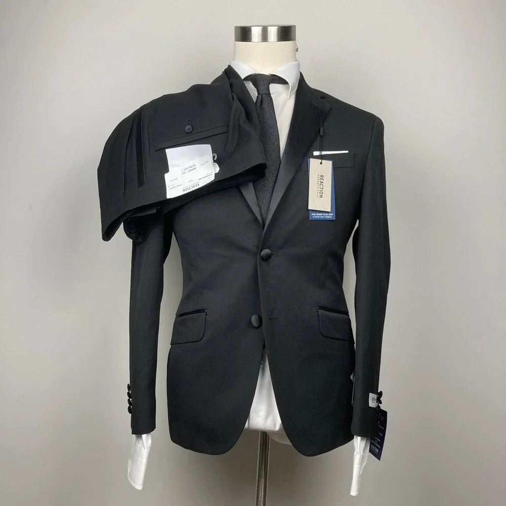 Kenneth Cole Men Slim-Fit 2-pc Tuxedo Suit Jacket 38S Pants 31W 30L‎