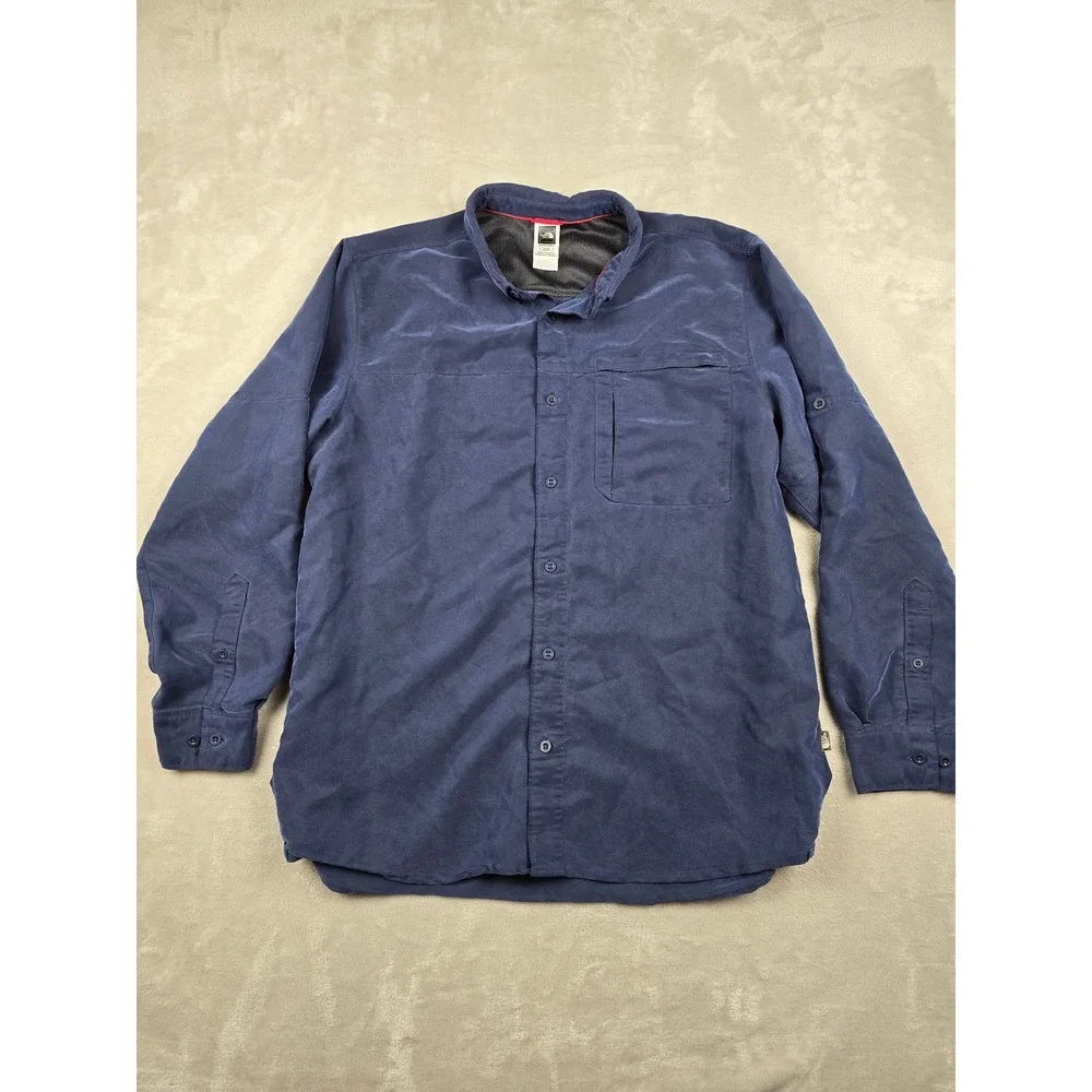 The North Face Button Up Shirt Mens XL Blue Modal Blend‎ Long Sleeve Outdoor