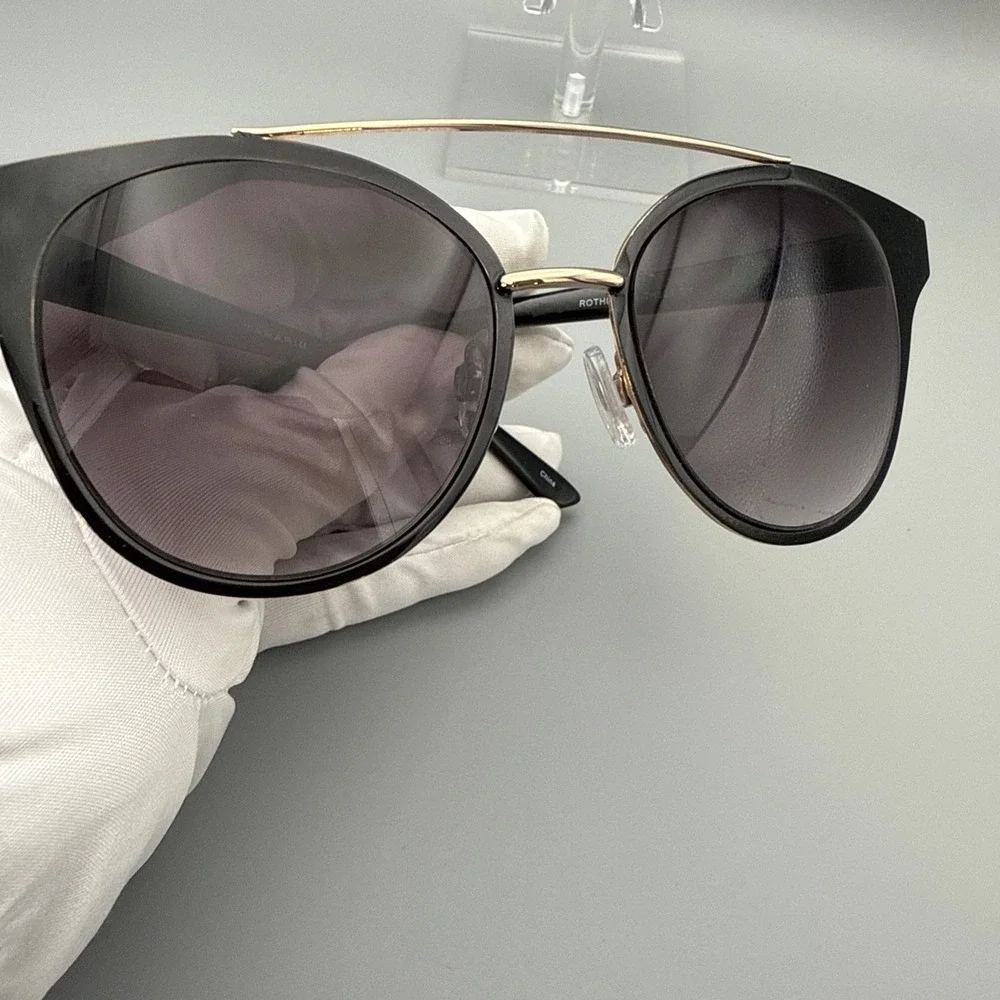TAHARI BLACK CAT EYE GOLD TRIM, SUNGLASSES ROTH0314–7 BLACK GRADIENT, LENS-MINT