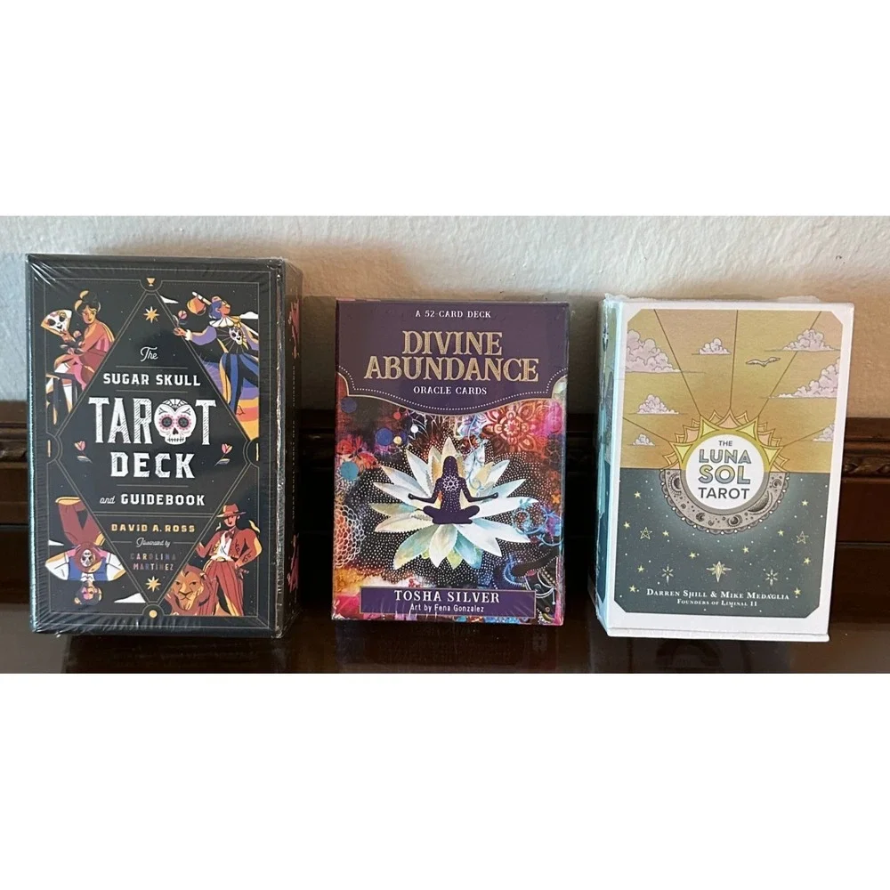 3 New Sealed Sugar Skull, Divine Abundance, & Luna Sol Tarot Decks‎