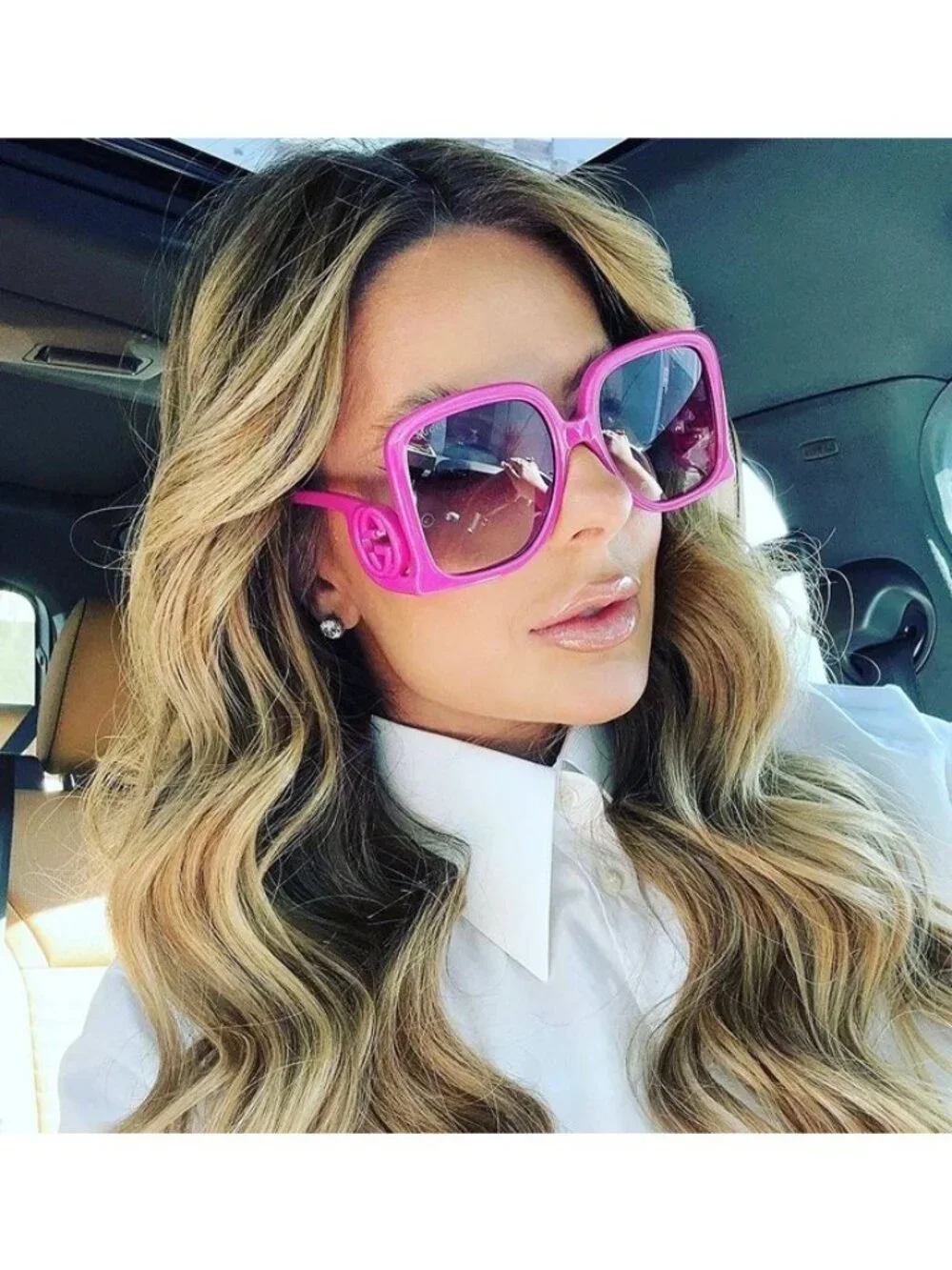Gucci GG1326S 004 Sunglasses Fuchsia Square Frame, Violet Gradient Lenses