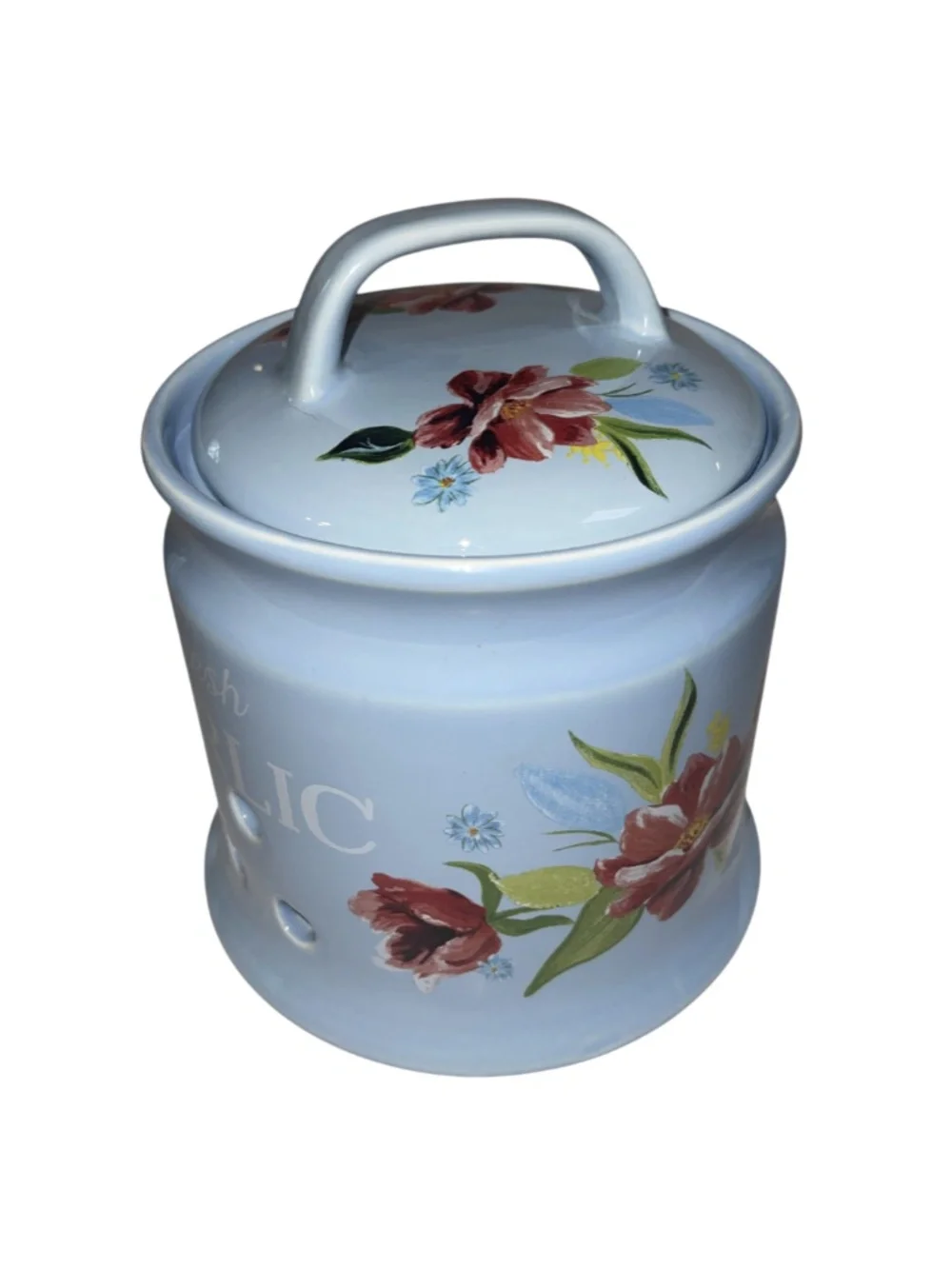 Pioneer Woman Fresh Garlic Keeper Floral Spring Bouquet Stoneware Cottagecore