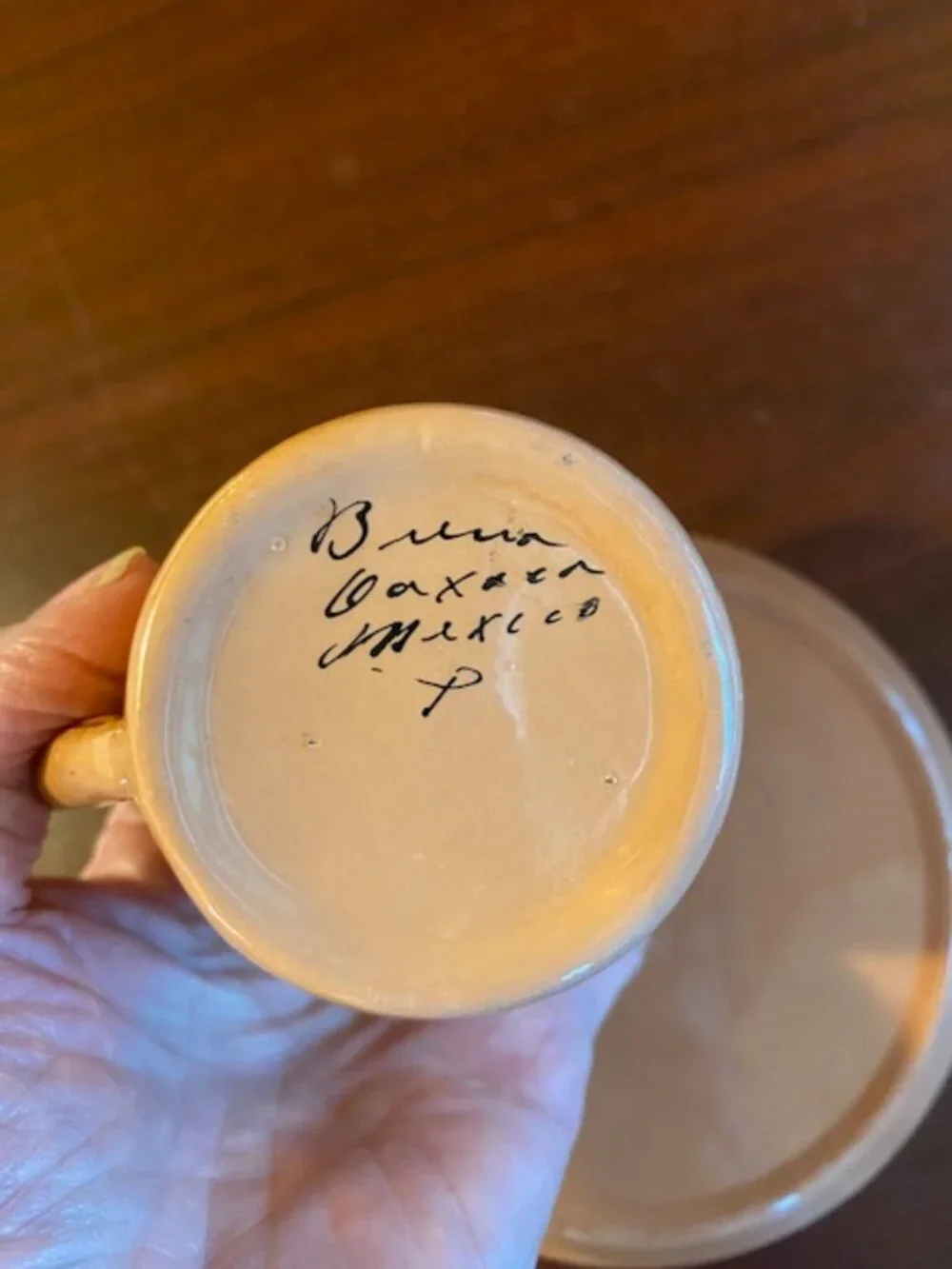 Antique Oaxaca Mexico Teacup and Saucer Signed Brena!
