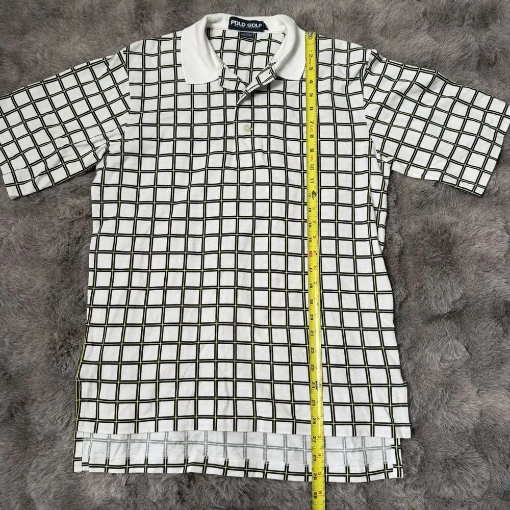 Polo Golf Ralph Lauren Men’s White Polo Shirt Checkered Size Small 90’s Vintage