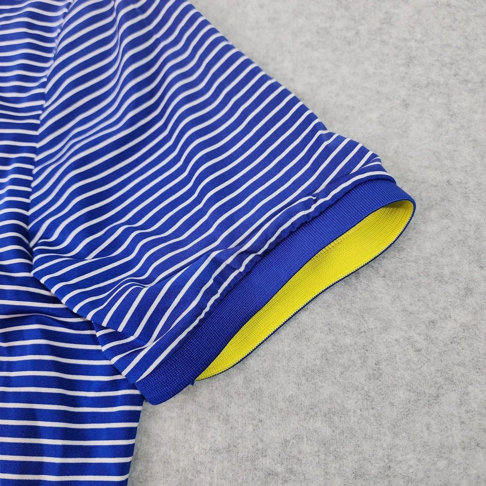 Ralph Lauren RLX Polo Mens Size Large‎ Blue Stripe Button Shirt Flaw On Collar.