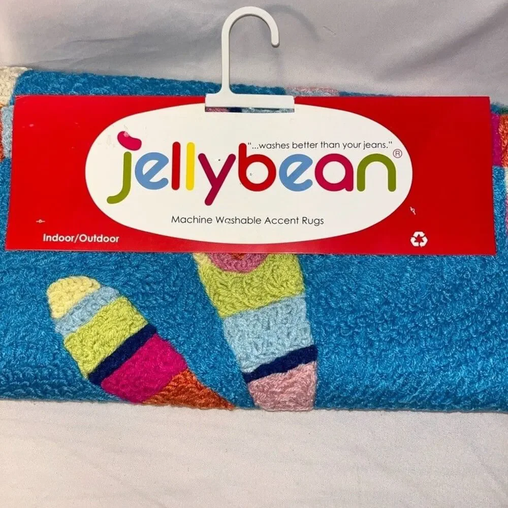 Jellybean Accent Rug 20inx30in Machine Washable Indr/Outdr Dragon Fly Design