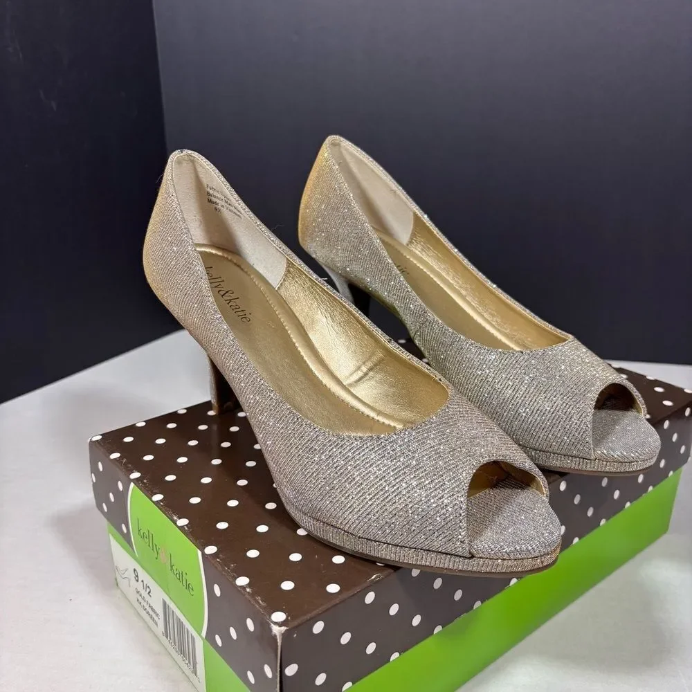 Kelly & Katie Metallic Glitter Heels Silver Gold Size 9.5