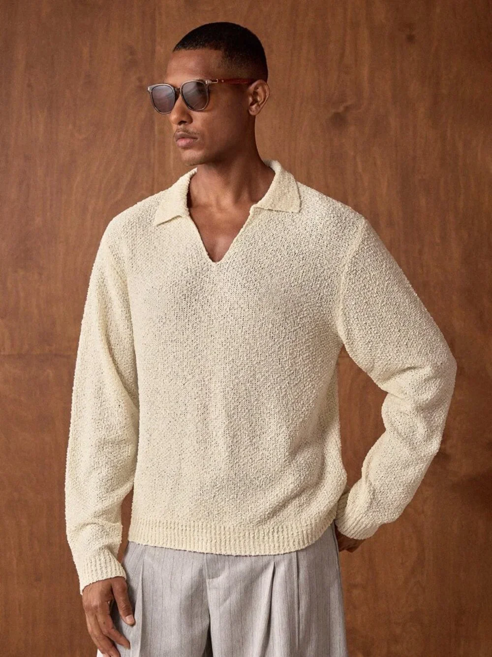 Apricot Casual Men's Long Sleeve Sweater