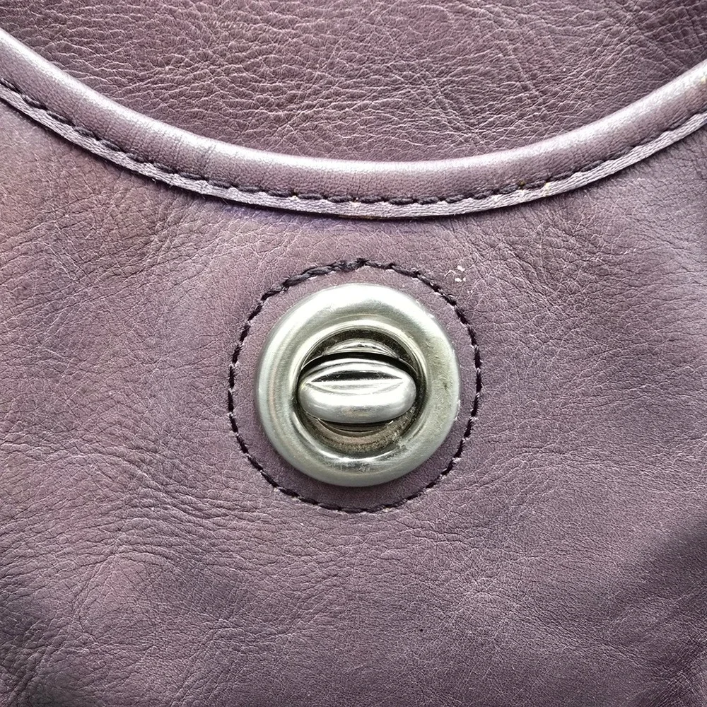 Franklin Covey Plum Purple Full Grain Leather Satchel Handbag AS IS