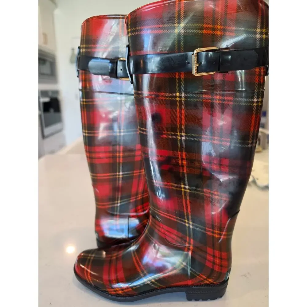 Ralph Lauren Rossalyn II rain boots / Red Tartan Plaid/ size 7