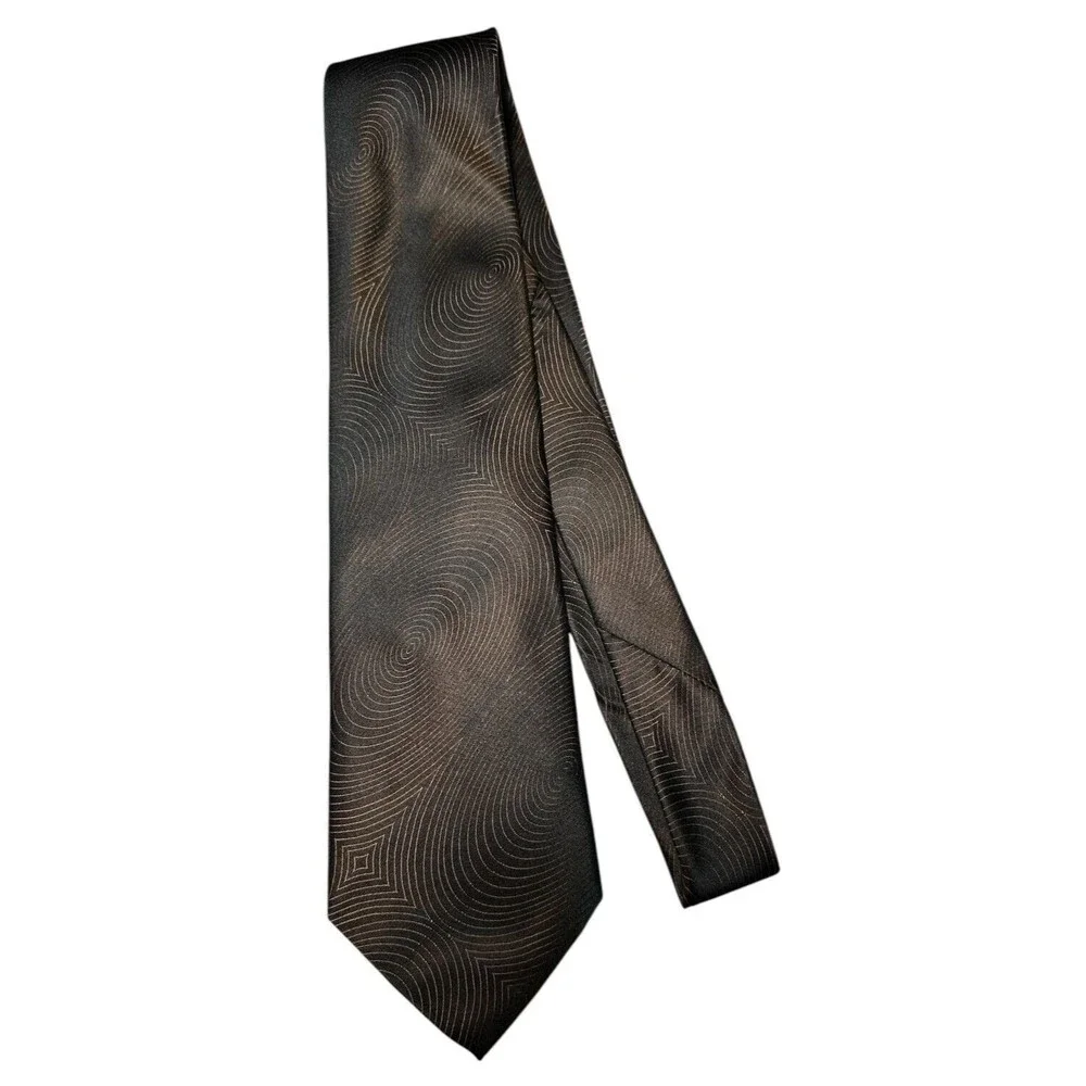 Bugatti Neck Tie Brown & Black Design 100% Italian Silk‎ Made in USA 58