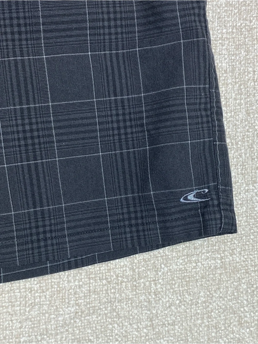 O'Neill Plaid Hybrid Shorts Men 32 Gray Checked Casual Golf Swim Boardwalk