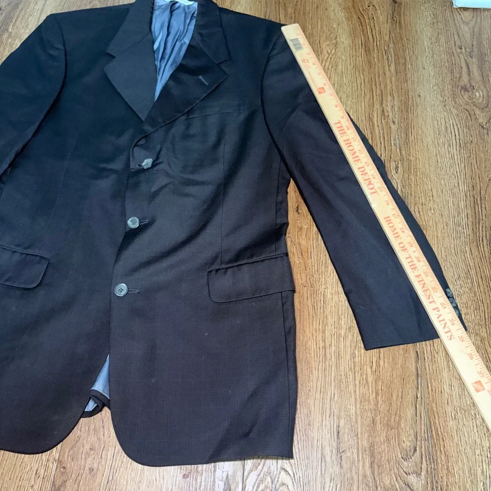 Aquascutum London Regent 100 Brown Blue Windowpane USA Sport Coat Blazer 44R