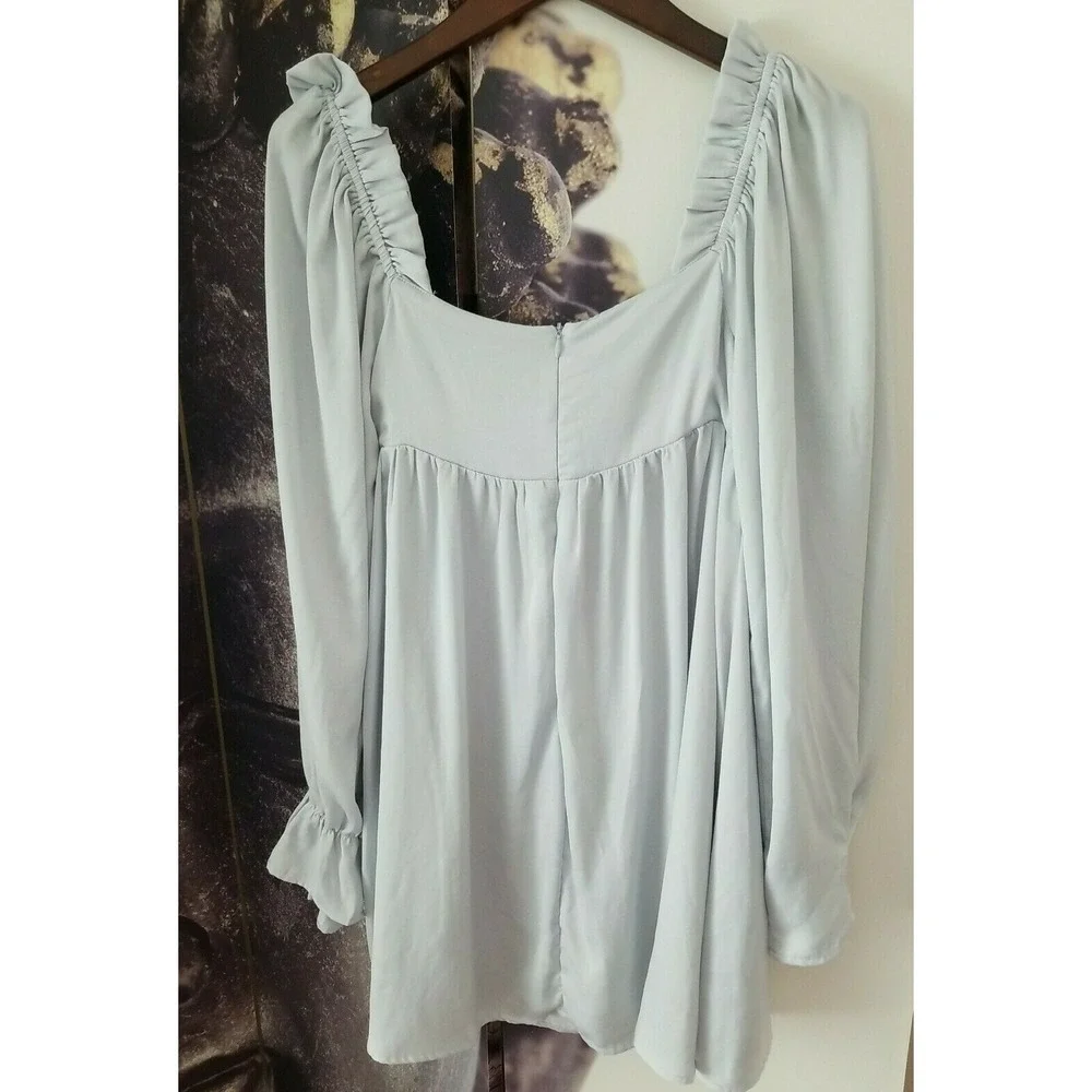 Skylar Rose‎ Tie Neckline Long Sleeve Ruffle Trim Above Knee Length Dress S