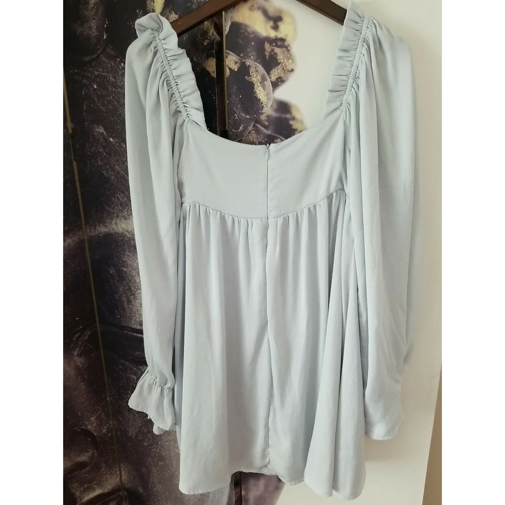 Skylar Rose‎ Tie Neckline Long Sleeve Ruffle Trim Above Knee Length Dress S