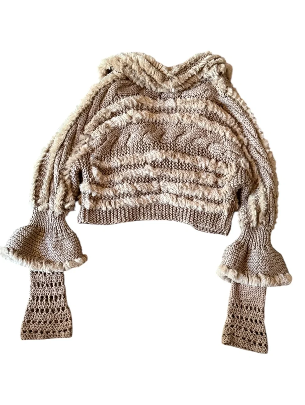 3 Sisters Y2K Authentic Rabbit Fur Ruffle Sweater