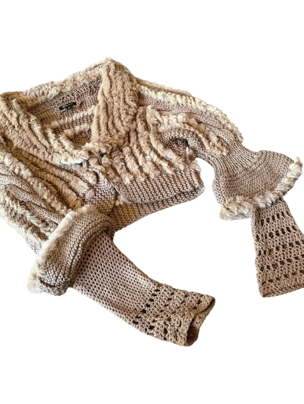 3 Sisters Y2K Authentic Rabbit Fur Ruffle Sweater