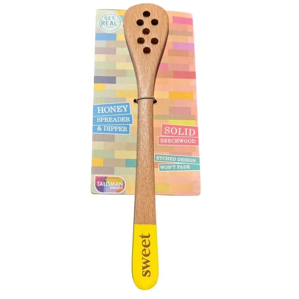 Talisman Designs‎ Beechwood Honey Spreader & Dipper Sweet Etched Wood 7