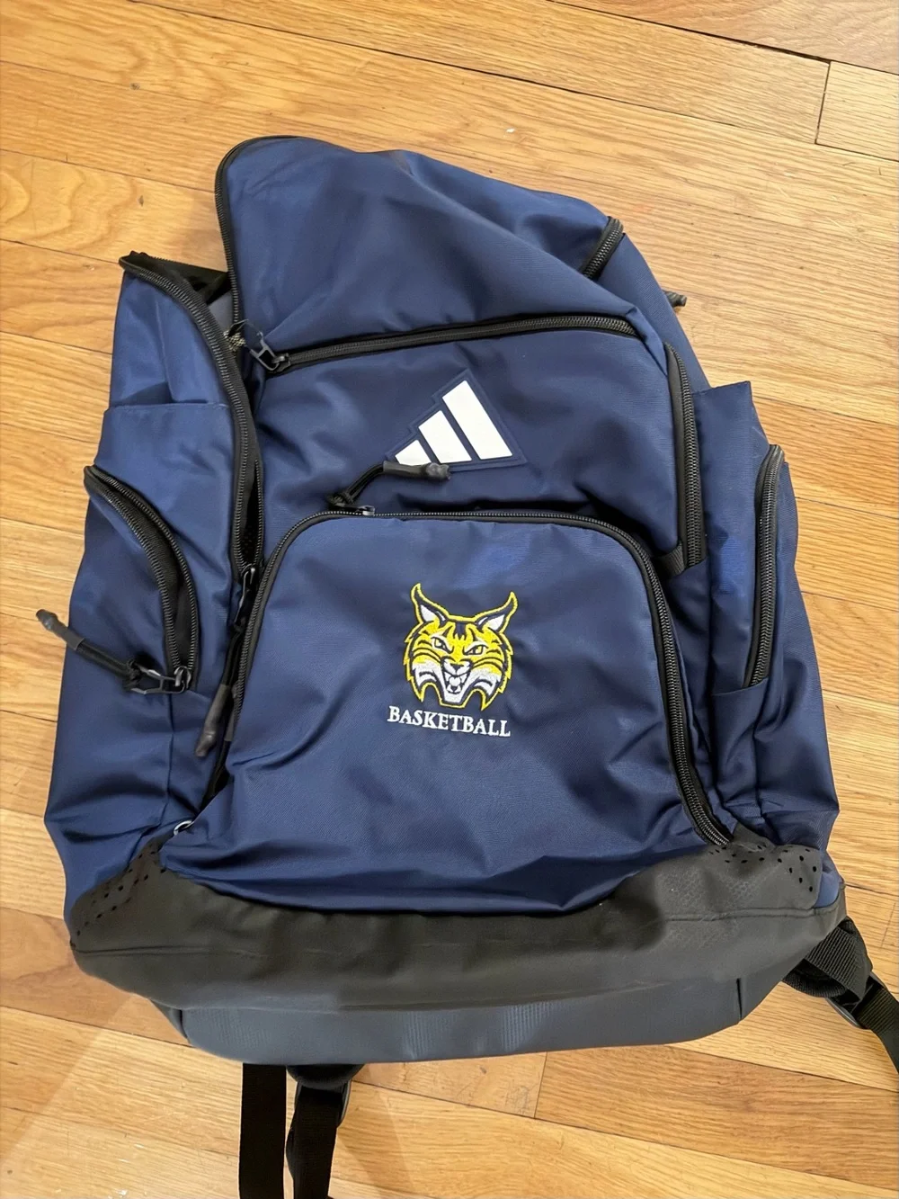 adidas Navy and Yellow Basketball Backpack with Team Emblem